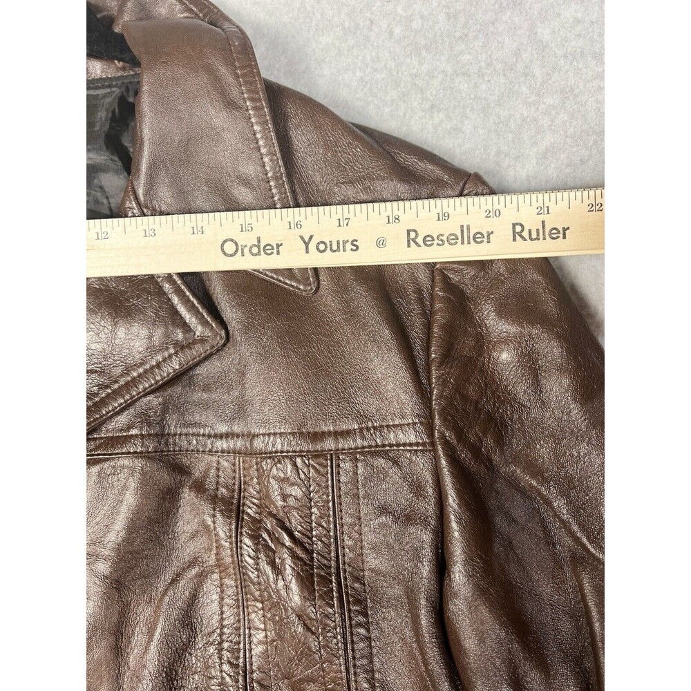Vintage Symax Mens 46 Brown Leather Jacket 1970s Western Canadian Made - Picture 5 of 11